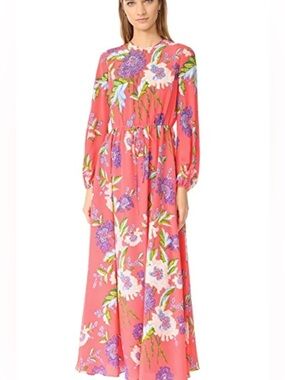 Diane Von Furstenberg Floral Printed Silk Drawstring Maxi Dress | Size 6